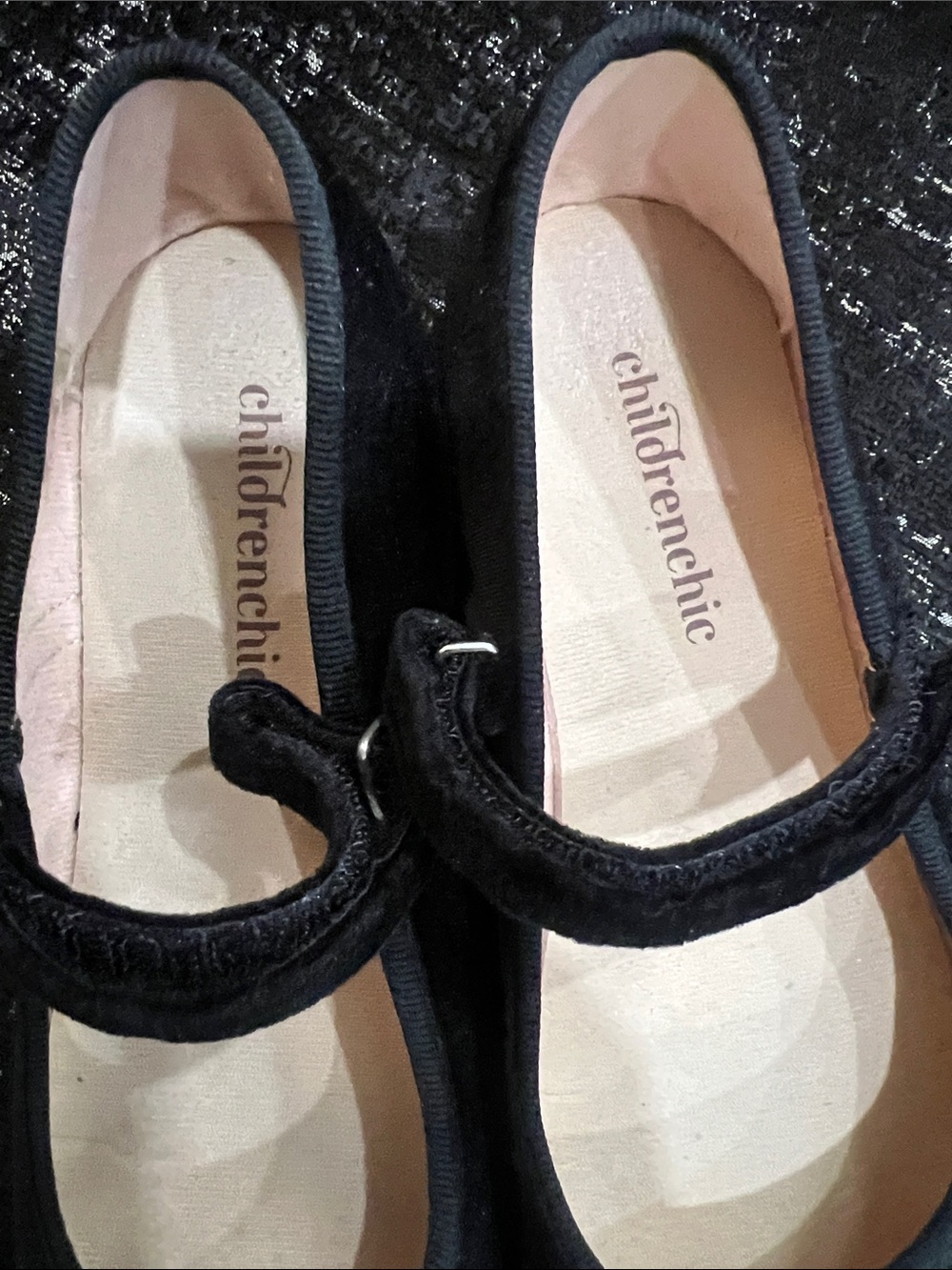 The Children's Place Black Velvet Mary Jane Flats